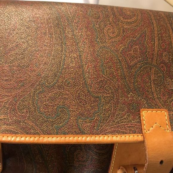 K ETRO Paisley Briefcase Laptop Crossbody Shoulder Bag Front Flap Buckle Closure - Picture 5 of 17